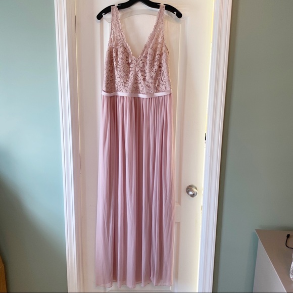 Bridesmaids Dress Lace V-Neck Cameo Long NWT 14 - Picture 6 of 11